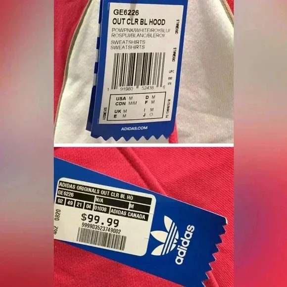 SOLD NWT ADIDAS. Hoody, sweatshirt, sweater,classic LOGO vibrant colors MEDIUM - Picture 6 of 10